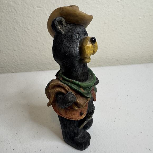 Western Carved Resin Camping Bears Home Decor Carved Wood Design. Black Bears 6” - Picture 6 of 14